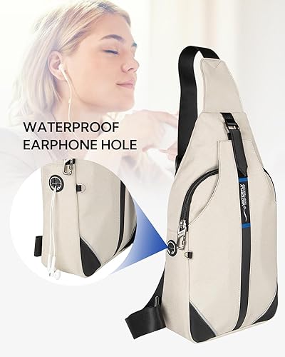 Miniatura 6 de WATERFLY - Mochila cruzada tipo bandolera mediana, antirrobo, para viajes, bolsa de pecho y hombro