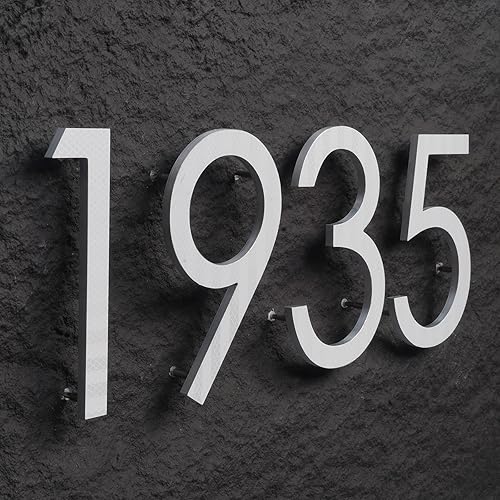 Miniatura 5 de Números de casa modernos reflectantes de 8 pulgadas para exteriores, grandes números de casa negra para casas, números de casa flotantes de metal de