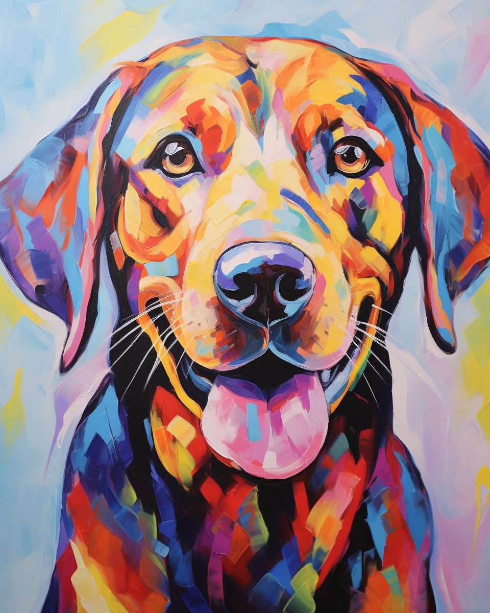 Stamped Cross Kits, Guardian Labrador Retriever Dog, Printed Cross Patterns, Embroidery Crafts Needlepoint Kit, Beginners Starter Kits, DIY Handmade Gifts 11CT 3 Strands 16x20 inch