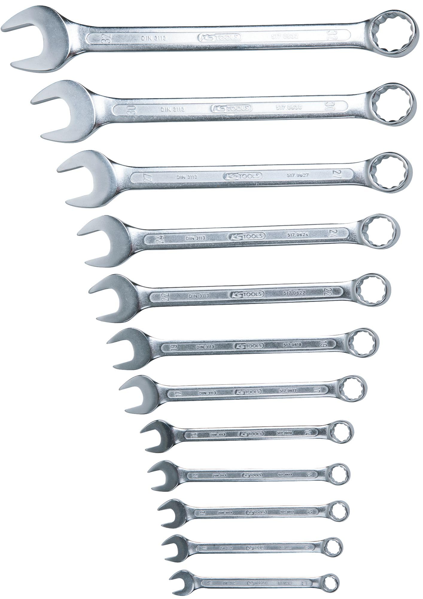 KS Tools 517.0085 Zestaw kluczy płasko-oczkowych, z odsadzeniem, 12-szt10-32mm