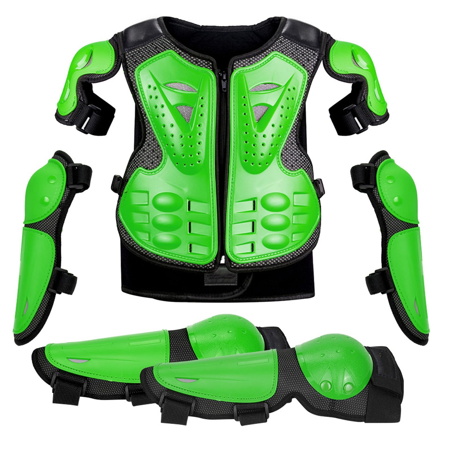 Niño Chaqueta Protección Motocross Peto Rodilleras Codilleras Equipo Transpirable Ajustable para Dirt Bike ATV BMX MTB Chico Chica 4-12 Años Regalo Aventura Deportes Extremos