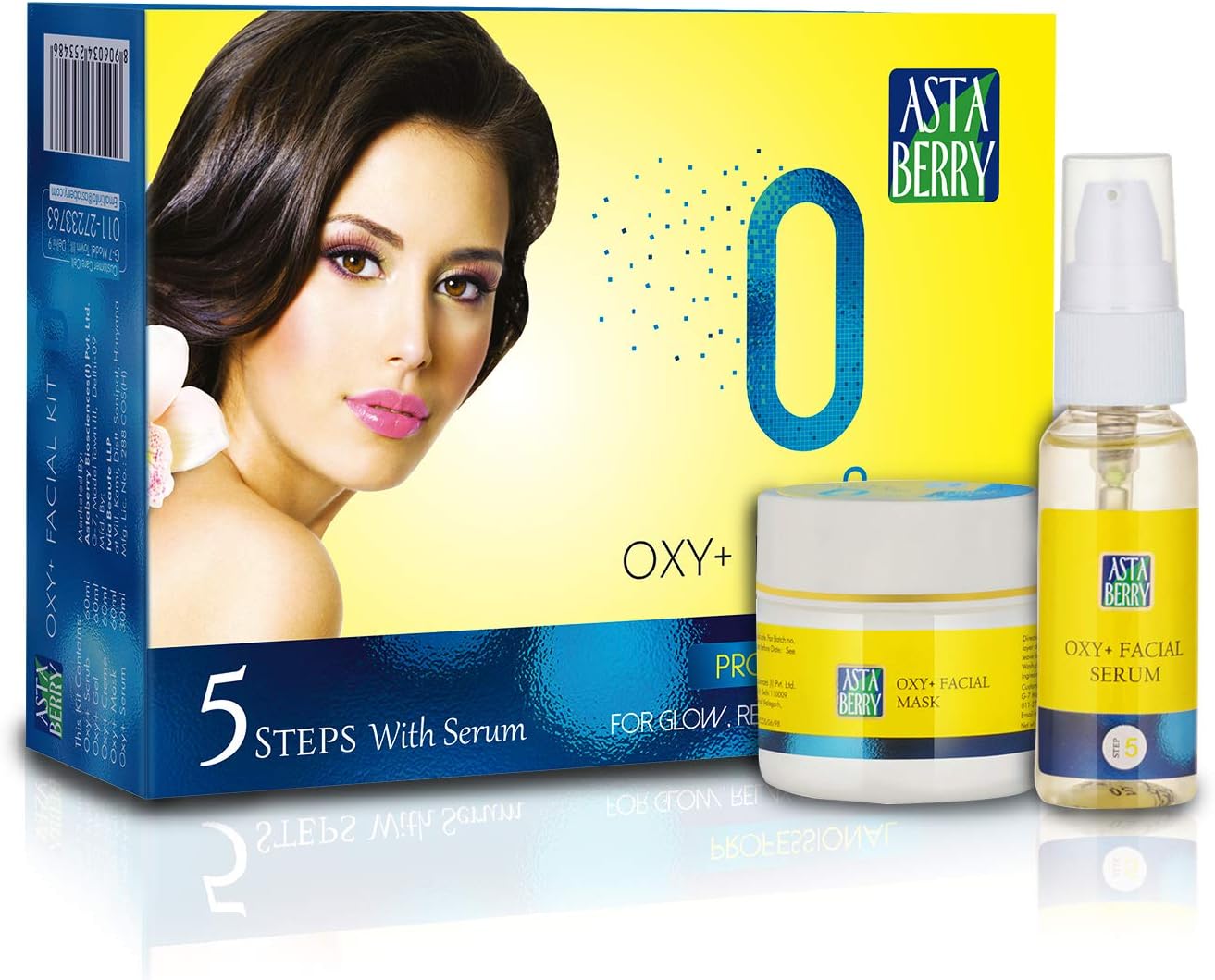 Astaberry Professional O2 Oxy Detan Faical Kit with Serum -Radiance & Glow for Women | Helps reverse skin tanning & Provides deep Hydration | Look brighter & Younger | 270 g