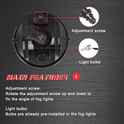 Miniatura 5 de Lámparas antiniebla de conducción de repuesto para Toyota Tacoma 2005-2011, Toyota Tundra 2007-2012, Toyota Solara 2004-2006 con bombillas halógenas