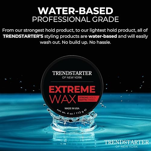 Miniatura 6 de TRENDSTARTER - Cera extrema (4 onzas) (2 unidades) - Fuerte fijación - Acabado mate - Productos para el cabello para hombre - Base de agua premium -