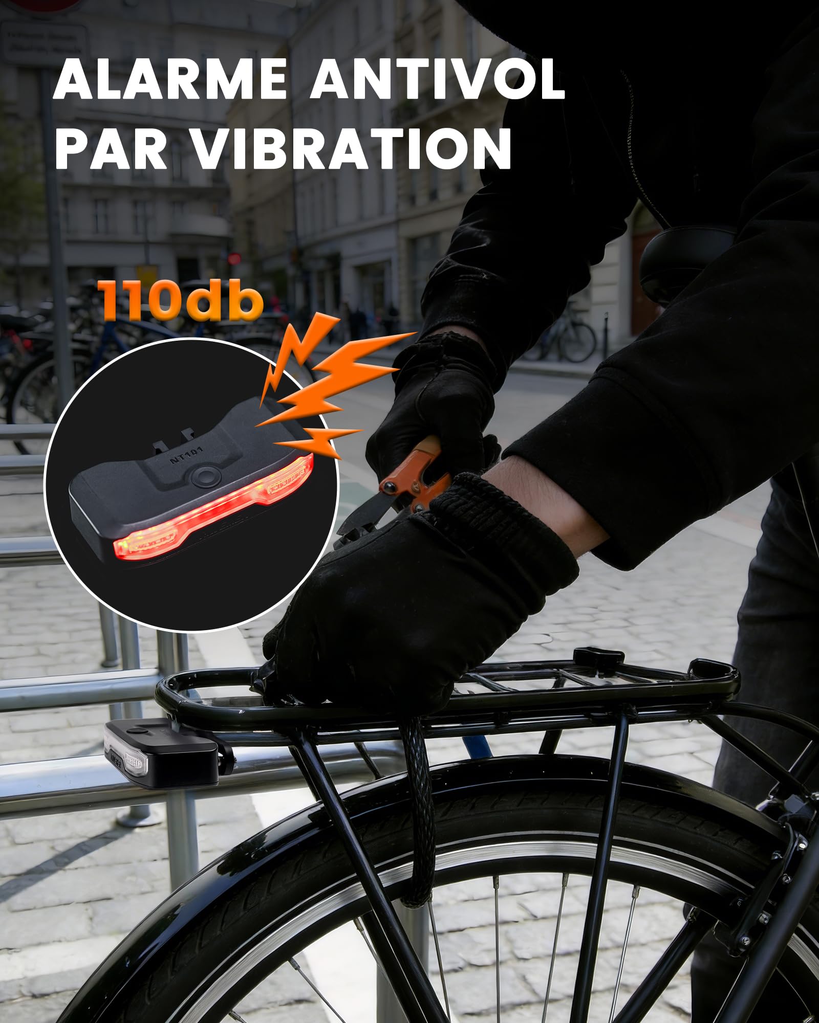RAVEMEN NT101 Feu Arrière de Vélo avec Clignotant,6 Modes Étanche Feu d'avertissement Arrière avec Télécommande sans Fil pour Une Conduite de Jour comme de Nuit en Toute Sécurité