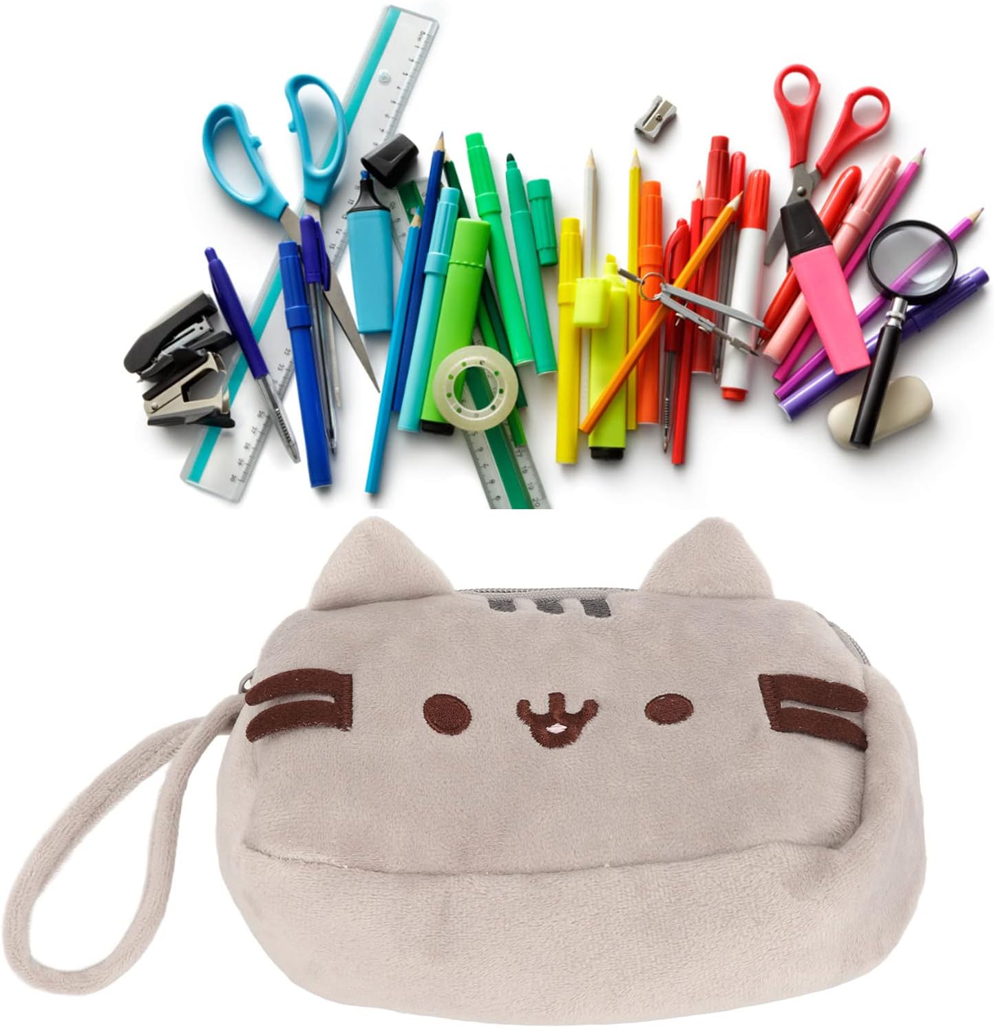 Kitten Toiletry Bag Cute Stylish Soft Canvas Multi Purpose Cat Makeup Bag for Outing Travel Office
