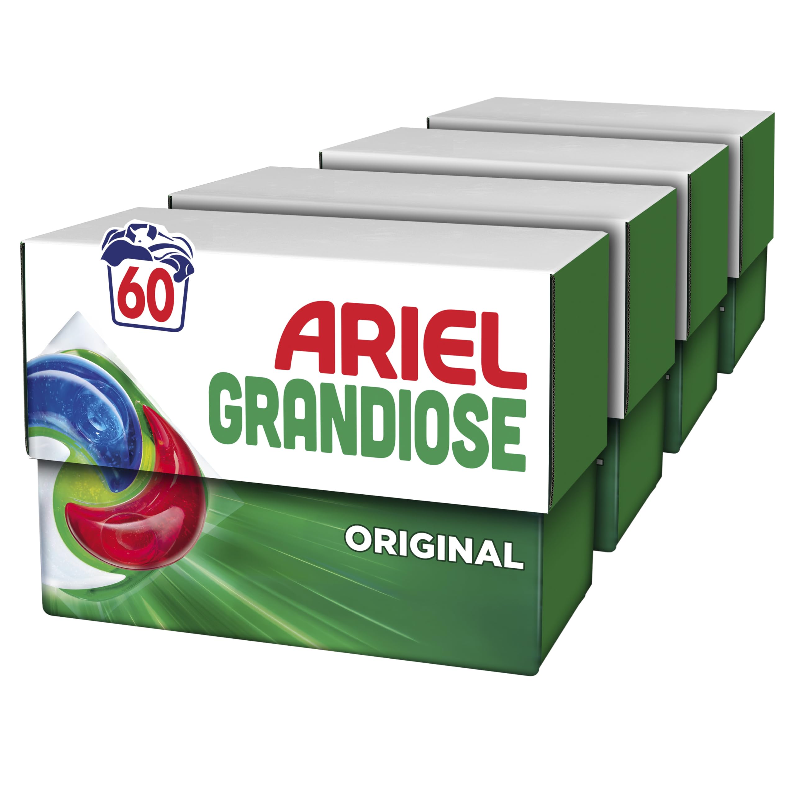 Ariel PODS Grandiose Lessive en capsule Original x60 | 60 lavages (4X15). Idéal Pour Les Lessives Mixtes. Dissolution Rapide Même à Froid. Fabriqué en France