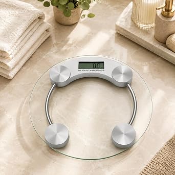 Yuvarlak Dijital Cam Bask l 180 Kg LCD Ekranl  Banyo Tart s , Hassas  l m  zellikli Elektronik V cut Tart s , Temperli Cam, Otomatik A lma, Kaymaz Taban