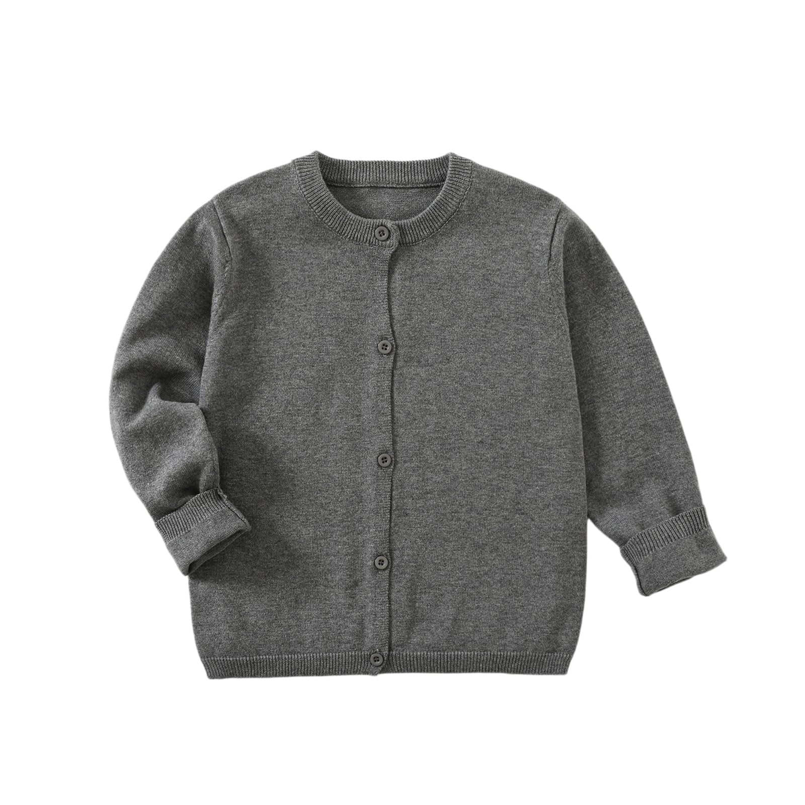 Yealoo Chaqueta de punto para niña, uniforme escolar, chaqueta de algodón, chaqueta para niños y niñas, cuello redondo, manga larga, suéter con botones