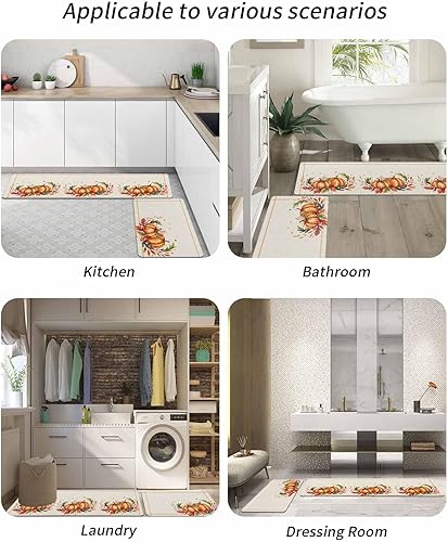 Miniatura 6 de Tapete de baño con acuarela de calabaza, antideslizante, de secado rápido y absorbente, de tierra de diatomeas, para fregadero de cocina, lavable,