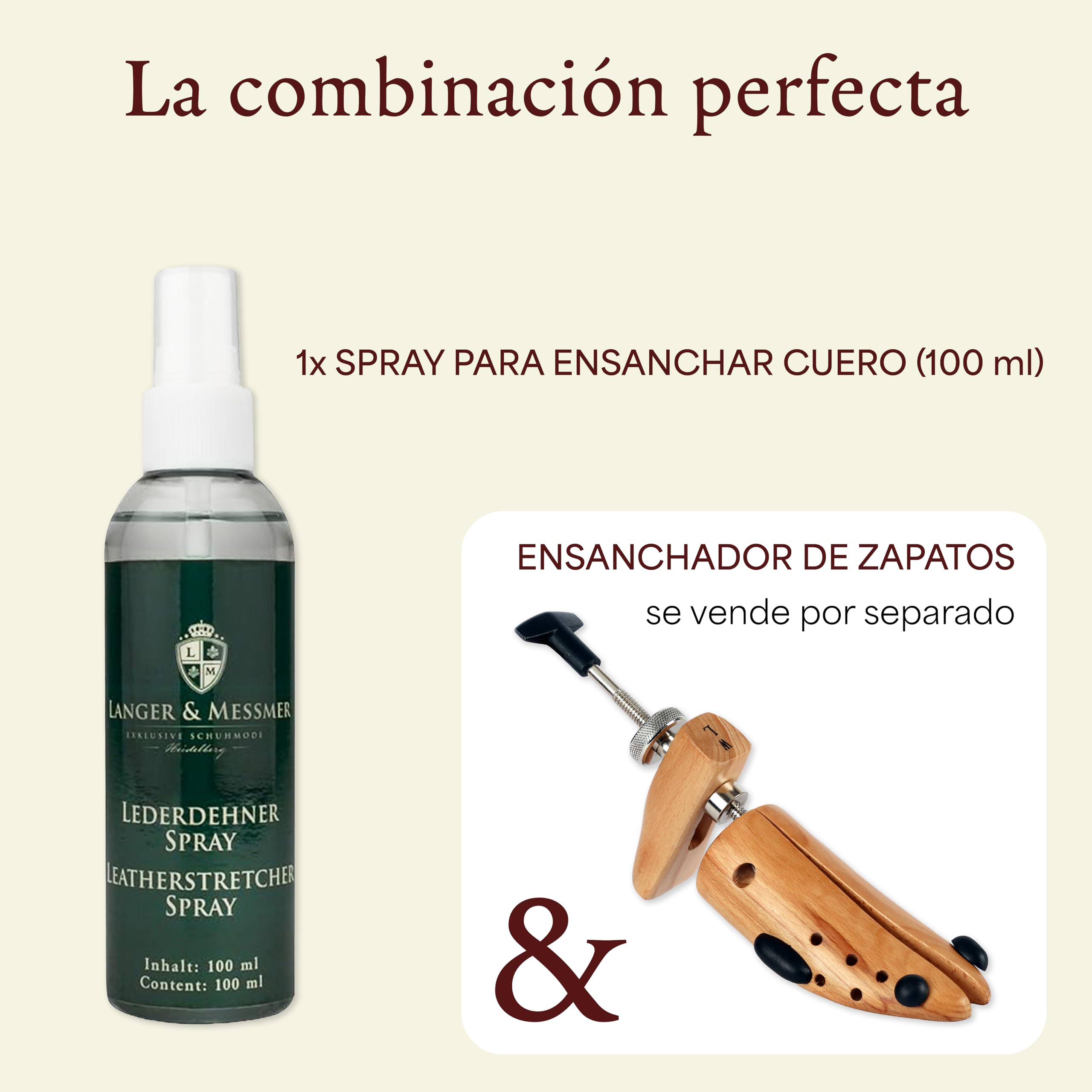 Langer & Messmer Espray de estiramiento para piel contra zapatos que presionan Para eliminar rápidamente los puntos de presión El estirador de cuero en calidad de zapatero, transparente