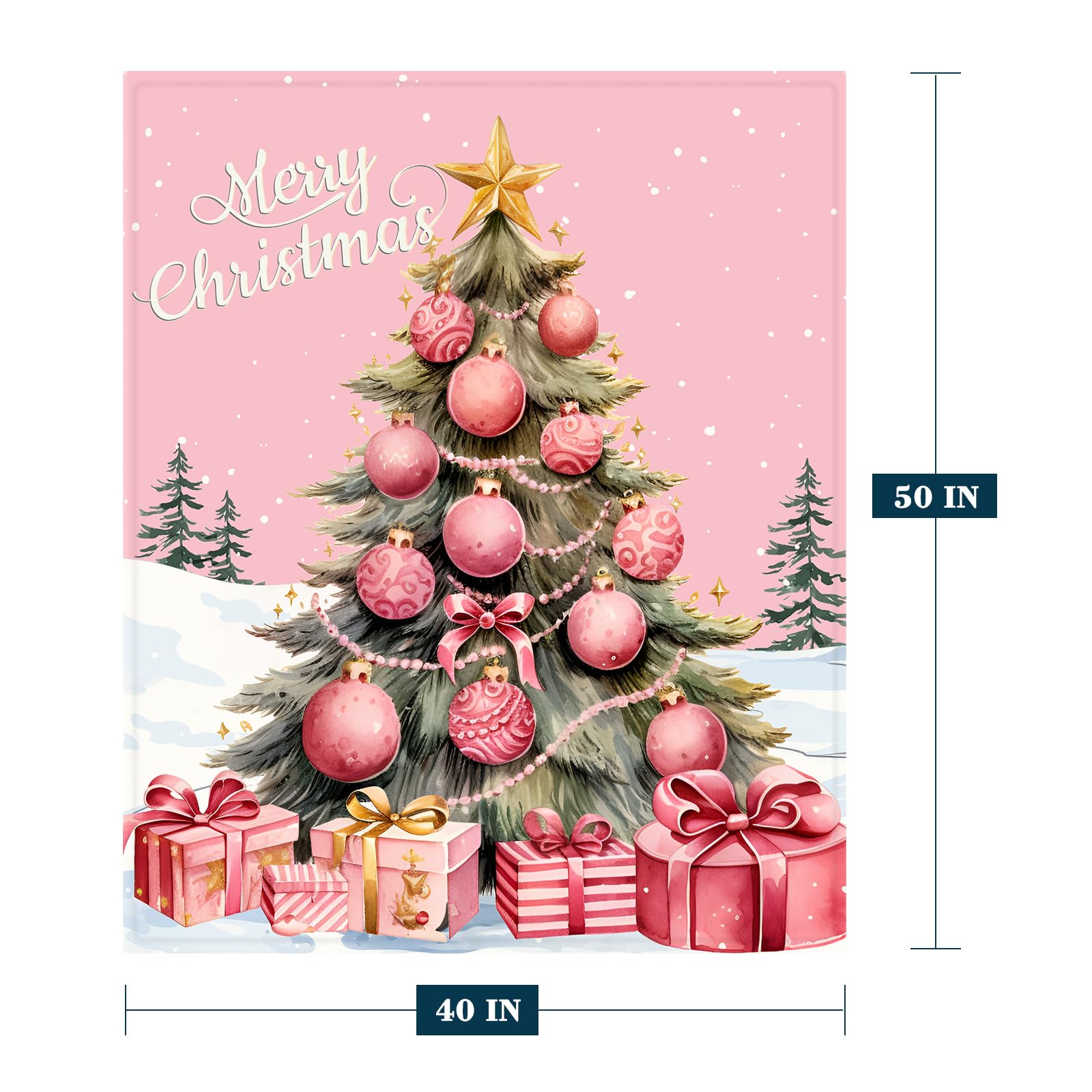 Neatee Living Christmas Kids Throw Blanket Small Pink Christmas Tree Blanket Xmas Winter Holiday Blanket for Child Baby Bed Soft Lightweight Fuzzy Plush Fleece Blankets and Throws 40x50