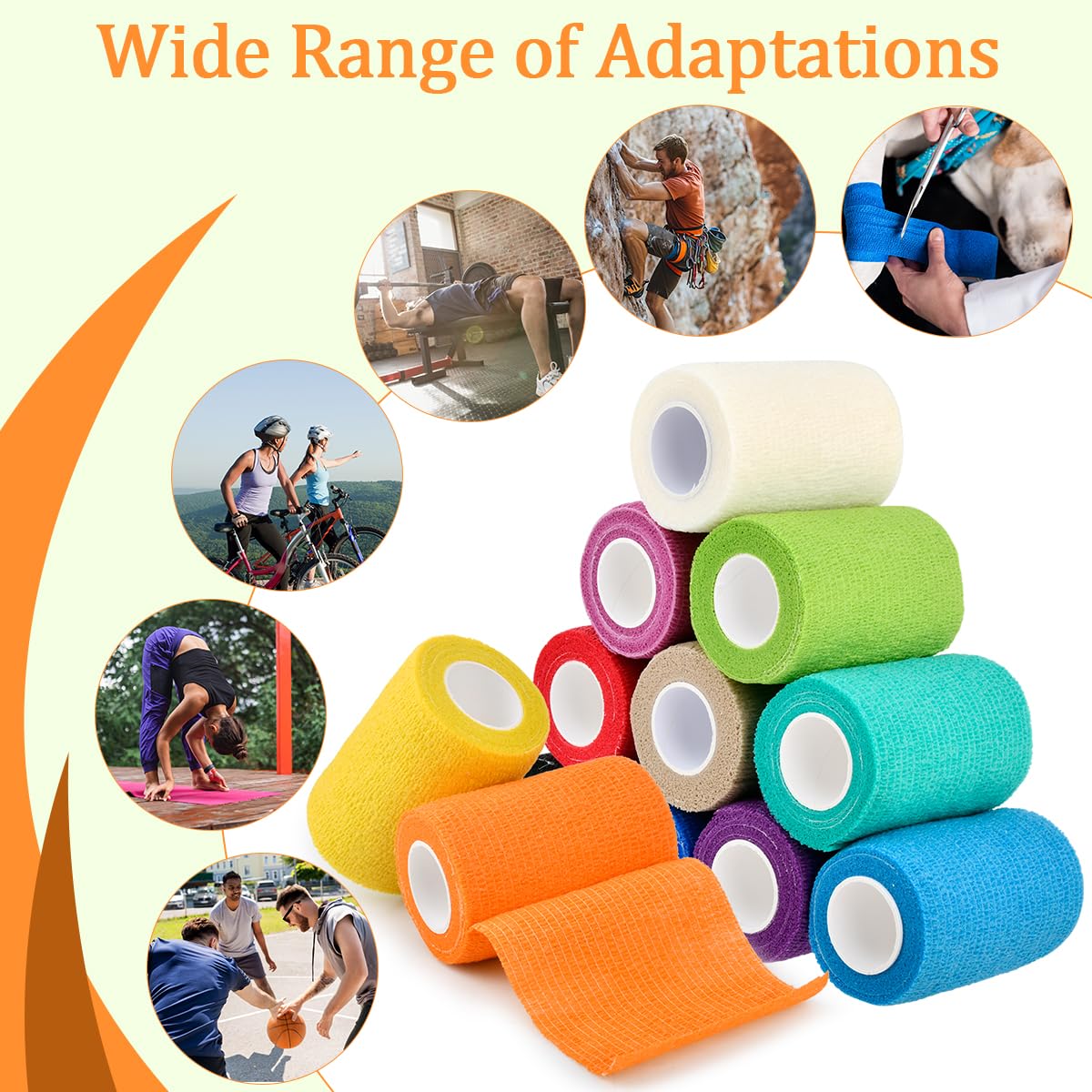 12 Rollos 7.5cm x 4m Venda Elastica Adhesiva, Venda Elastica Deportiva, Venda Cohesiva Envoltura, Venda Cohesiva Autoadhesivas, Vendaje Elástico Transpirable para Muñeca Pies Mascota