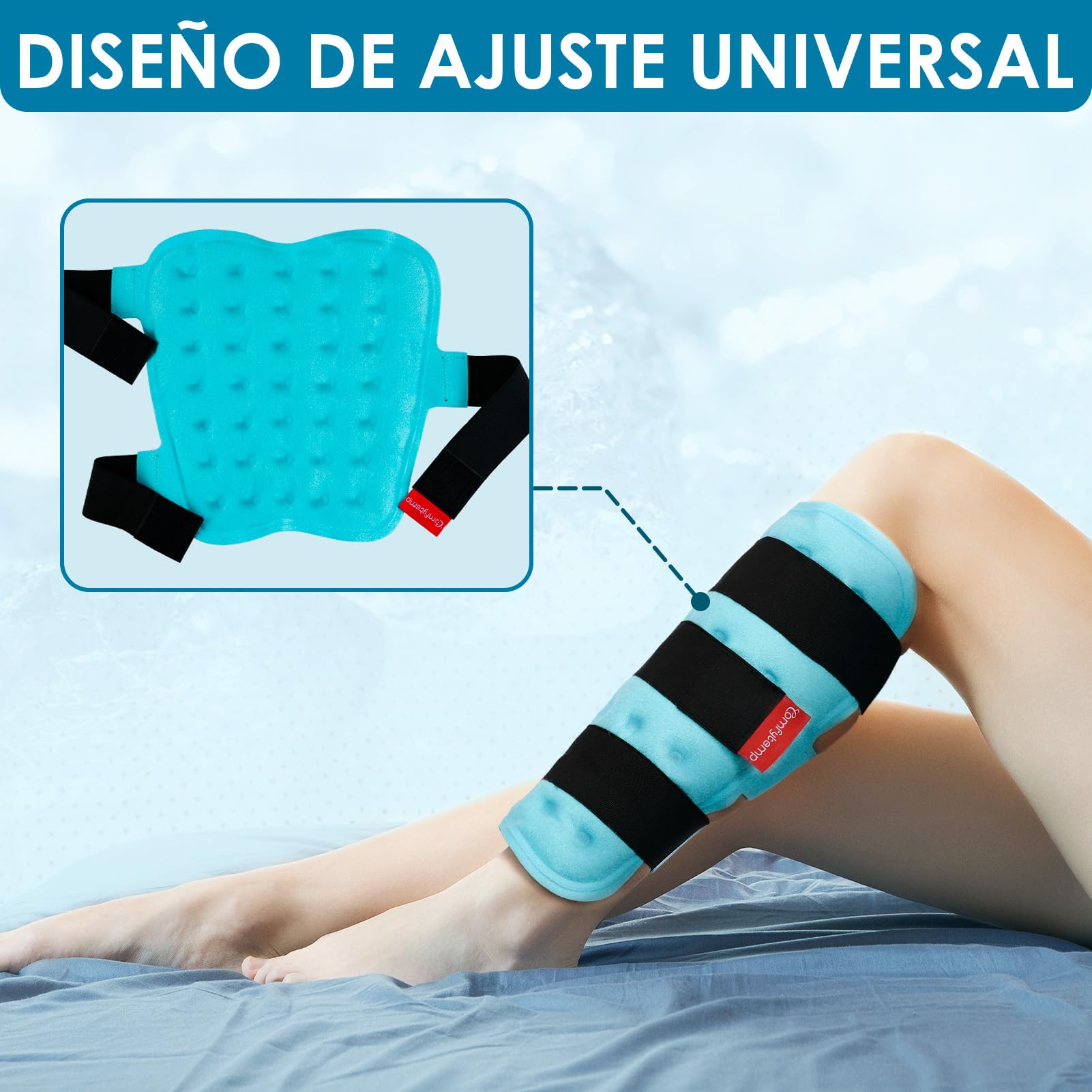 Comfytemp 2 Unidades Bolsas de Hielo para Pantorrillas Reutilizables, Terapia de Frío Caliente para Codo, Rodillas, Piernas, Brazos, Hombros, Cuello para Aliviar el Dolor, Tendinitis 30 x 30cm