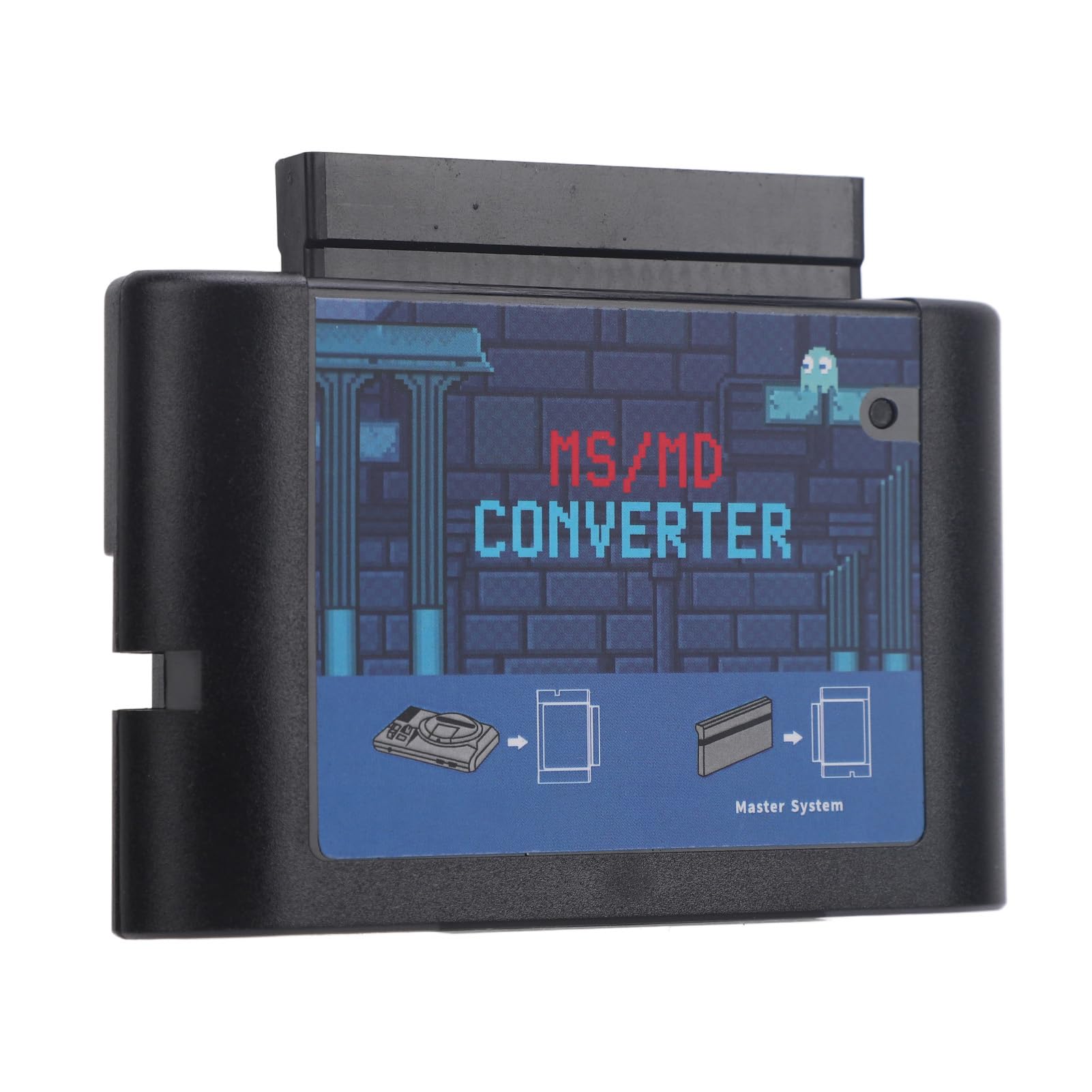 Convertisseur de Carte de Jeu MS/MD, Convertisseur de Cassette Vidéo de Jeu, Convertisseur MS vers MD Compatible pour pour Mega Drive et pour nesis (Black)