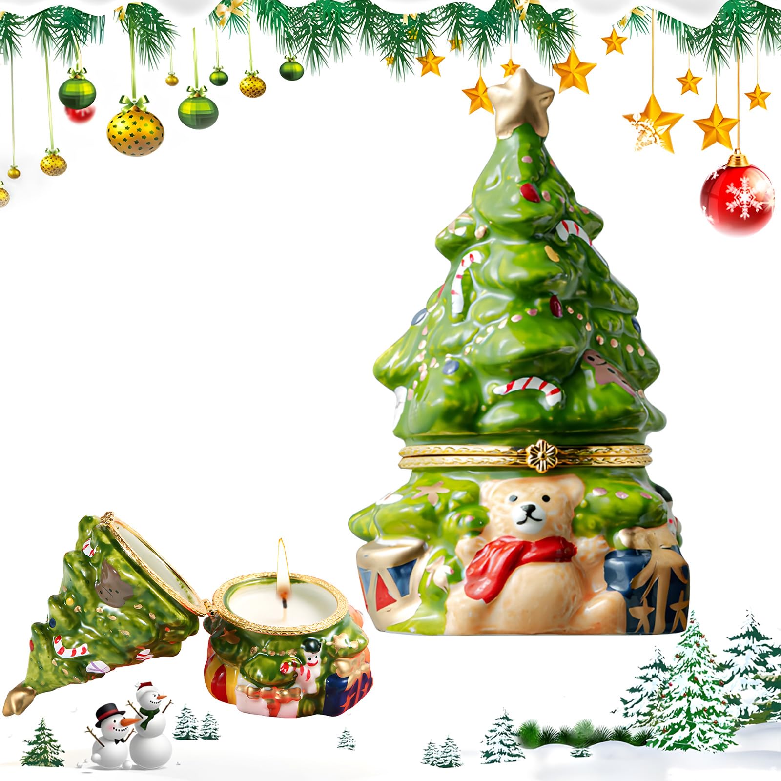 Cera de Soja Velas, SilverChry Velas Navideñas, Vela Árbol Navidad Decoración, Velas Aromáticas, Velas Decorativas, Velas Perfumadas Regalo, Velas Arbol Navidad, Vela Aromatica (Verde)