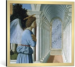 kunst für alle Quadro con Cornice: Piero della Francesca Die Verkündigung an Maria - Stampa Artistica Decorativa, Cornice di Alta qualità, 50x40 cm, Oro Spazzolato