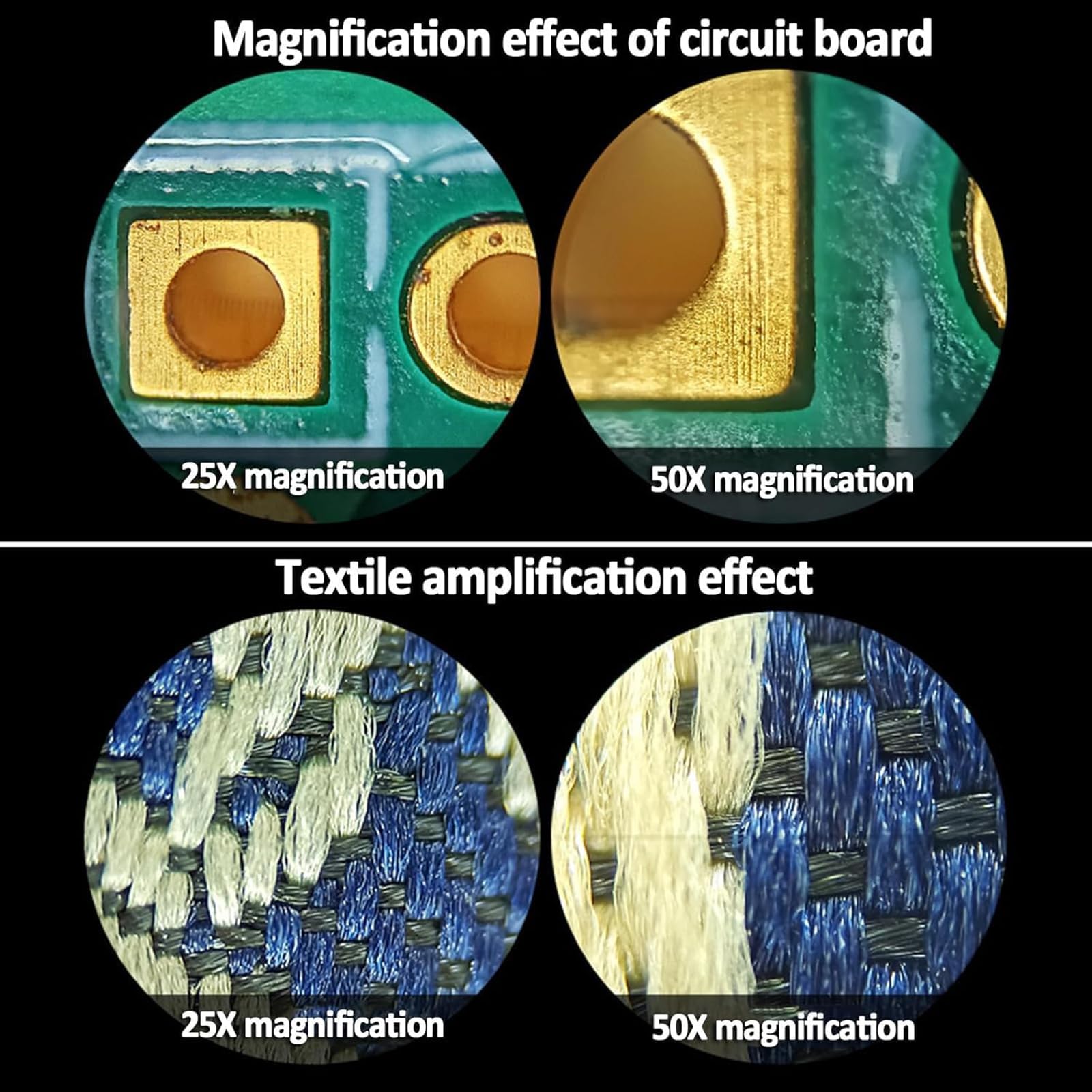 Microscopio de aumento 25X/50X, lupa de mano HD con escala, ocular de 6 mm, diseño de clip de bolígrafo, lente óptica antirreflectante, para evaluación de joyas, textiles, impresión, 25X