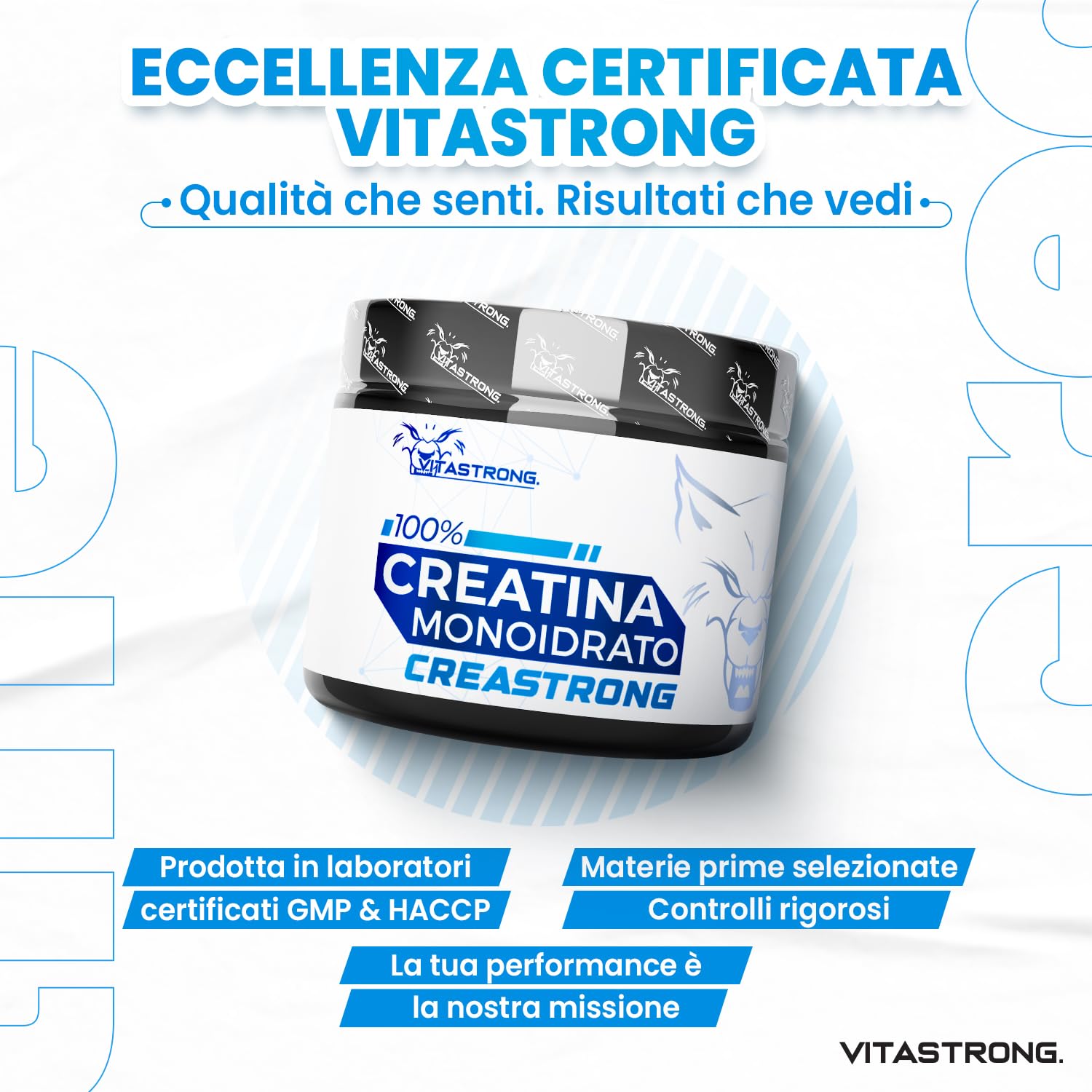 Creatina Monoidrata 3000mg CreaStrong Vegan Pura, Creatina in Polvere Senza Additivi, Pre, Intra, Post Workout, Alternativa a Creatina Capsule e Compresse (250 g (Confezione da 1), Creastrong)
