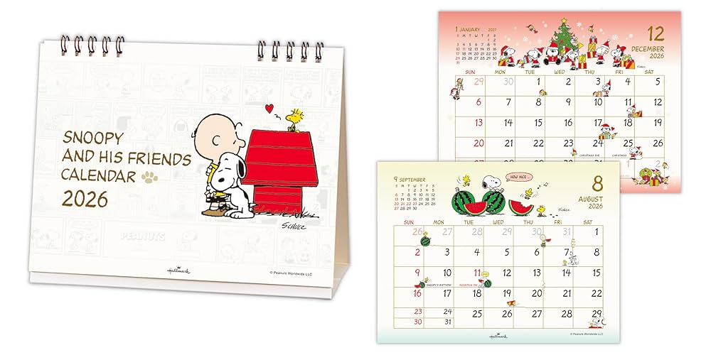 新品　SNOOPY万年カレンダー　ホールマーク社製　英語 Amazon.co.jp: 日本ホールマーク スヌーピー 手帳 2025年 スリム