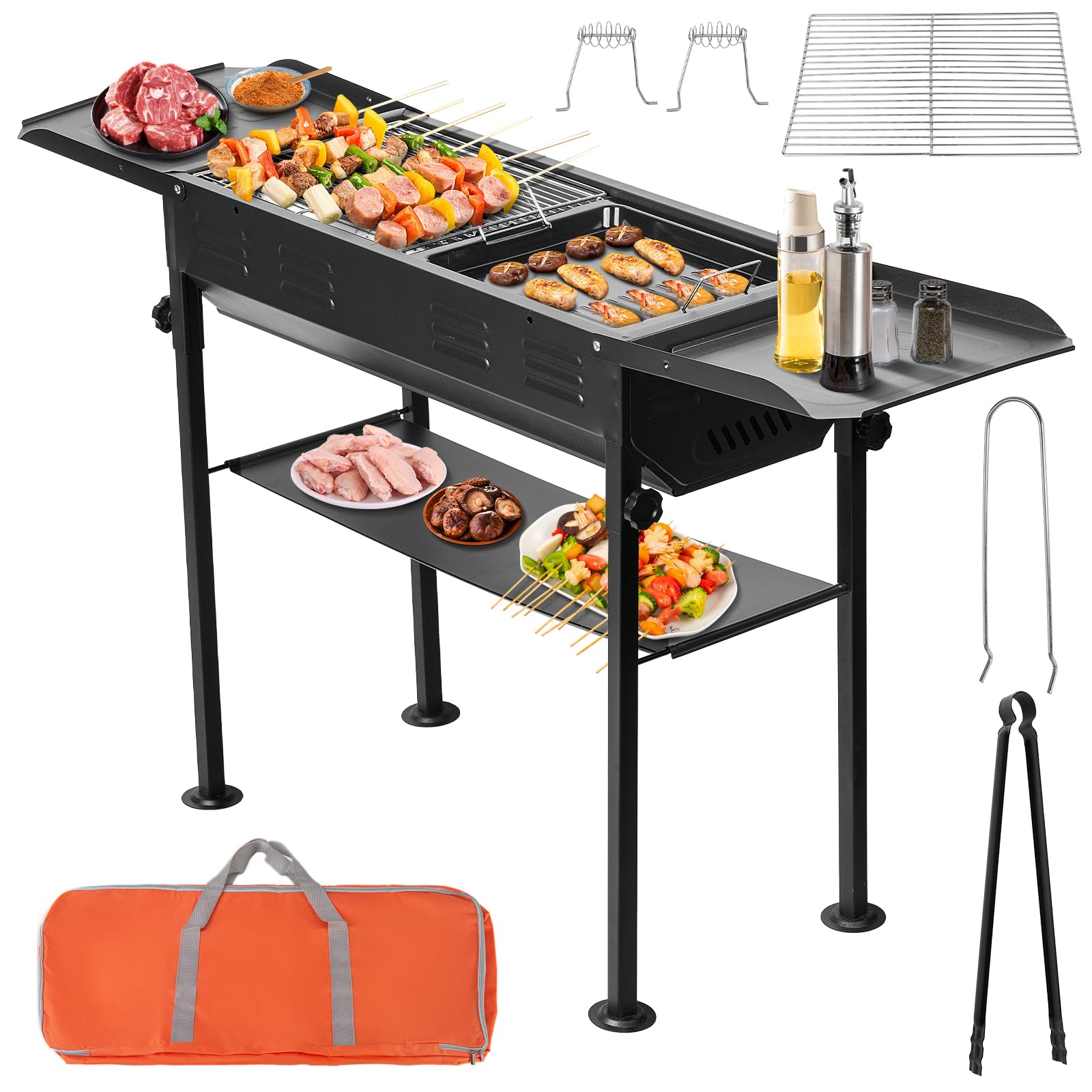 Parrilla de carbón portátil – Parrilla plegable de 26 pulgadas, parrilla Hibachi, parrilla de barbacoa al aire libre para patio trasero, camping, viajes, fiesta, picnic, Acción de Gracias