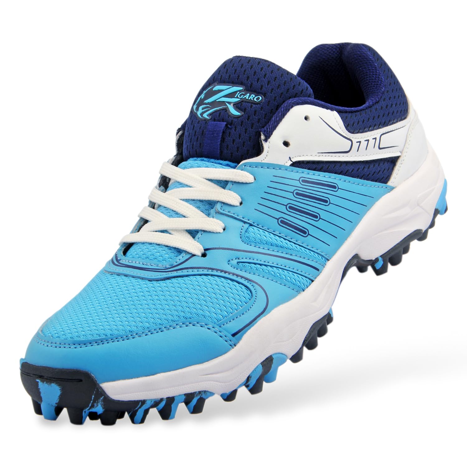 ZIGARO Z777 Blue Rubber Cricket Spikes Shoes for Men | Lightweight & Durable Grip | Ideal for Turf, Ground & Hard Surfaces | Superior Protection | Size 4 to11 (Blue-White, 5) (B0D9D84F46) Amazon Price History, Amazon Price Tracker