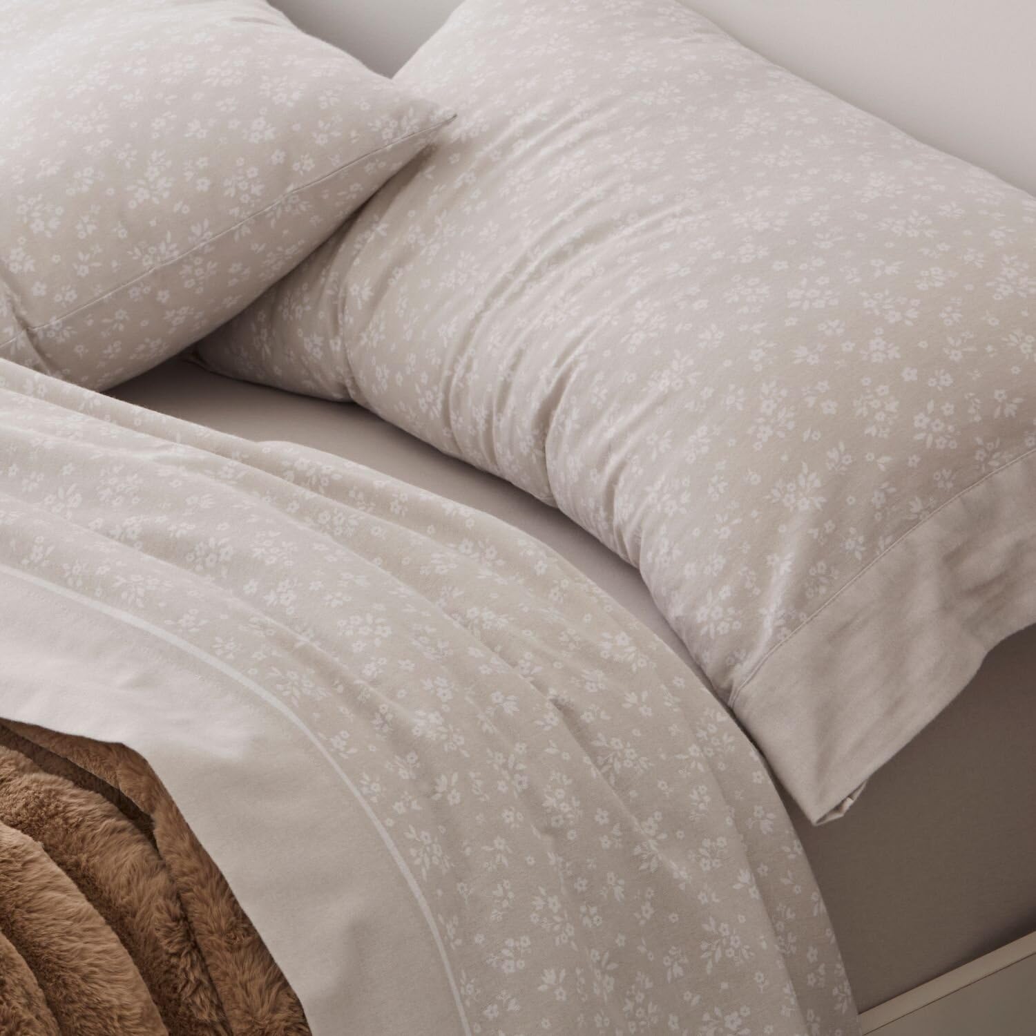 Burrito Blanco | Sábanas de Franela de algodón | Cama de 150 a 160cm. (+Medidas Disponibles) | Diseño 572 | Color Piedra (150-160x190/200cm.)