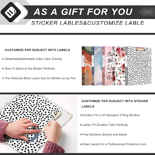 Miniatura 5 de EYROZILL - Carpeta de 3 anillos de 1 pulgada para papel de tamaño carta 11 x 85 pulgadas con separadores de 5 pestañas bonitas carpetas de tres