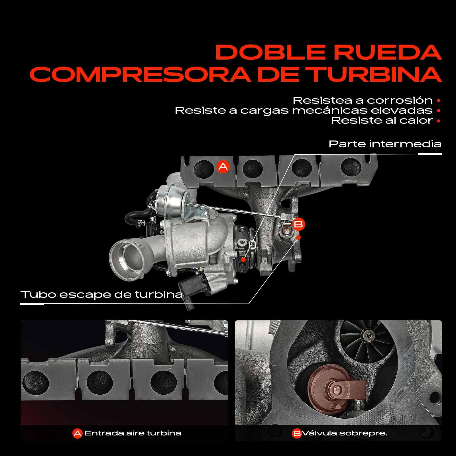 Frankberg Turbocompresor de gases de escape con juntas gasolina 06J145702G | Compatible con: Altea XL 5P5 5P8, CC 358, A3 8P1, O.c.t.a.v.i.a II 1Z3, P.a.s.s.a.t 3C2, A.l.h.a.m.b.r.a 710 711