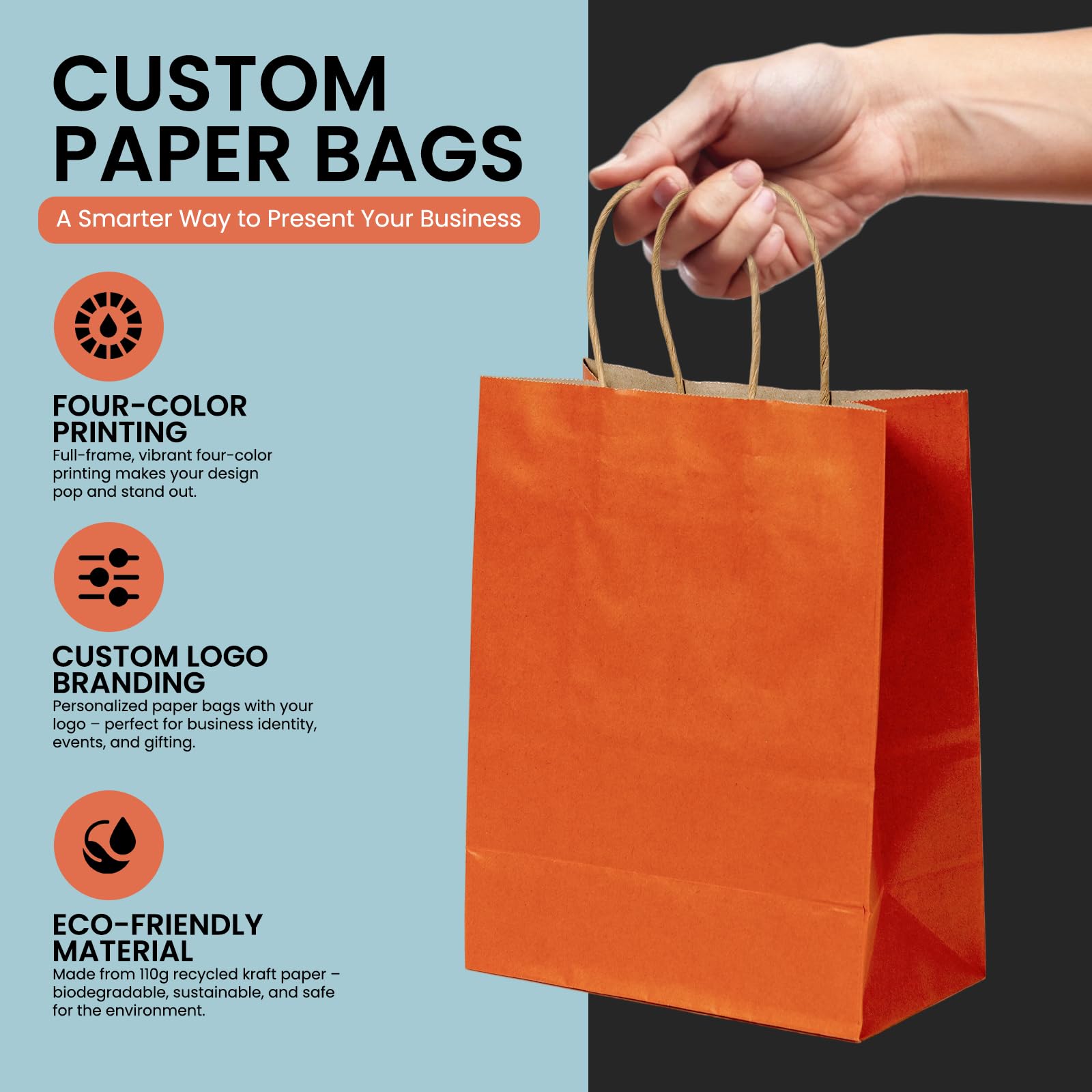 Custom Printed Kraft Paper Bags for Small Business Custom Bags With Logo For Small Business Personalized Gift Bags In Bulk Customized Paper Bag Customizable Customized Shopping Bag