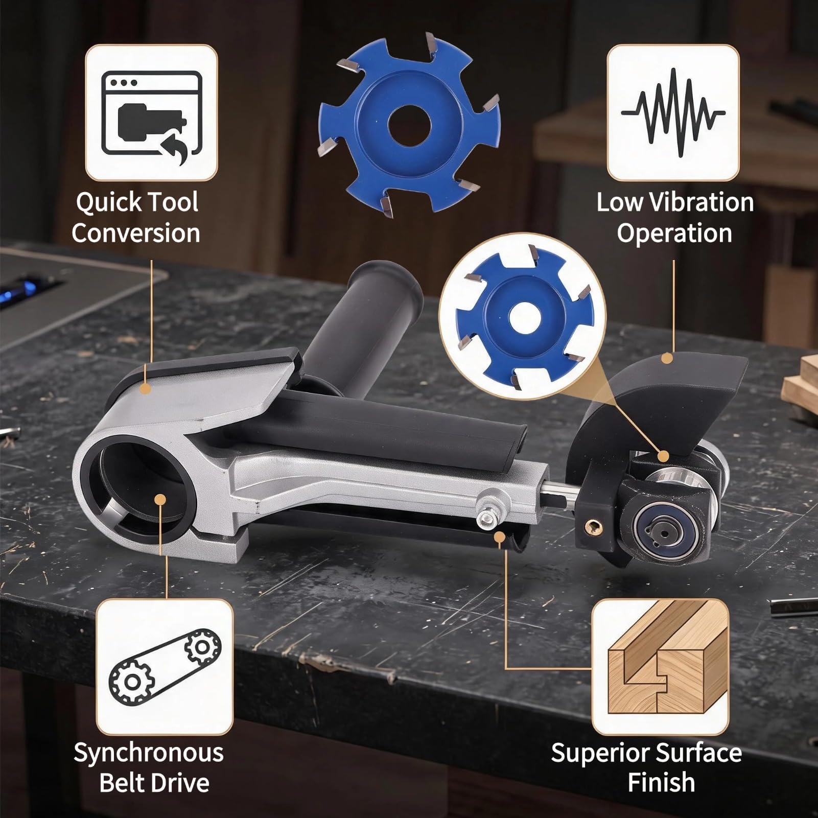 Ensemble de Convertisseur de Meuleuse D'angle Opération Facile pour la Sculpture de Fente D'adaptateur de Machine à Découper, Matériaux Durables, pour le Bricolage de Menuiserie