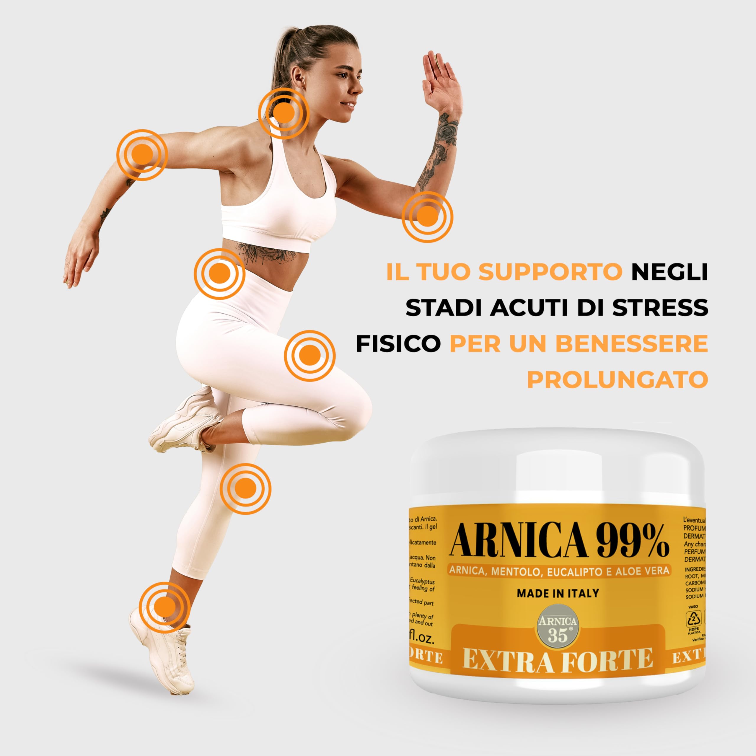 Arnica 35 - Arnica per Cavalli Uso Umano, Gel Extra Forte 99% Effetto Freddo, 500 ml, per Massaggio Cervicale, Muscolare e Articolare, con Mentolo, Eucalipto e Aloe Vera, Made in Italy