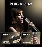 Vista 7 de Micrófonos inalámbricos, micrófono inalámbrico con conexión de chip uno a uno, batería recargable de 40H, alcance de 200 pies, plug and play, diseño