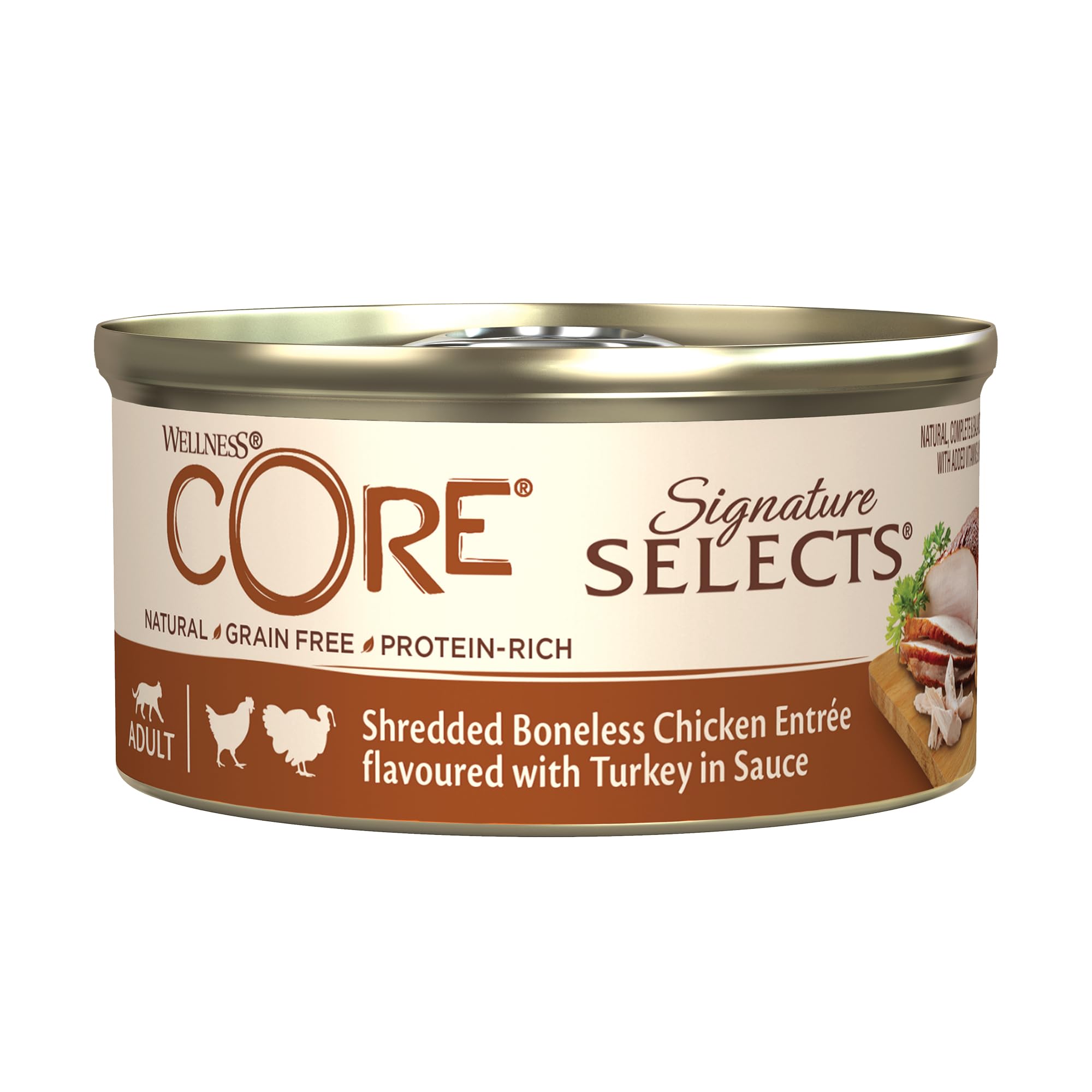 Wellness CORE Signature Selects 8 x 79g, Multipack Poulet/Dinde – Sélection pour Chats Adultes, sans Céréales, Naturelles, Hypoallergénique, Riche en protéines, À Haute Teneur en Viande,