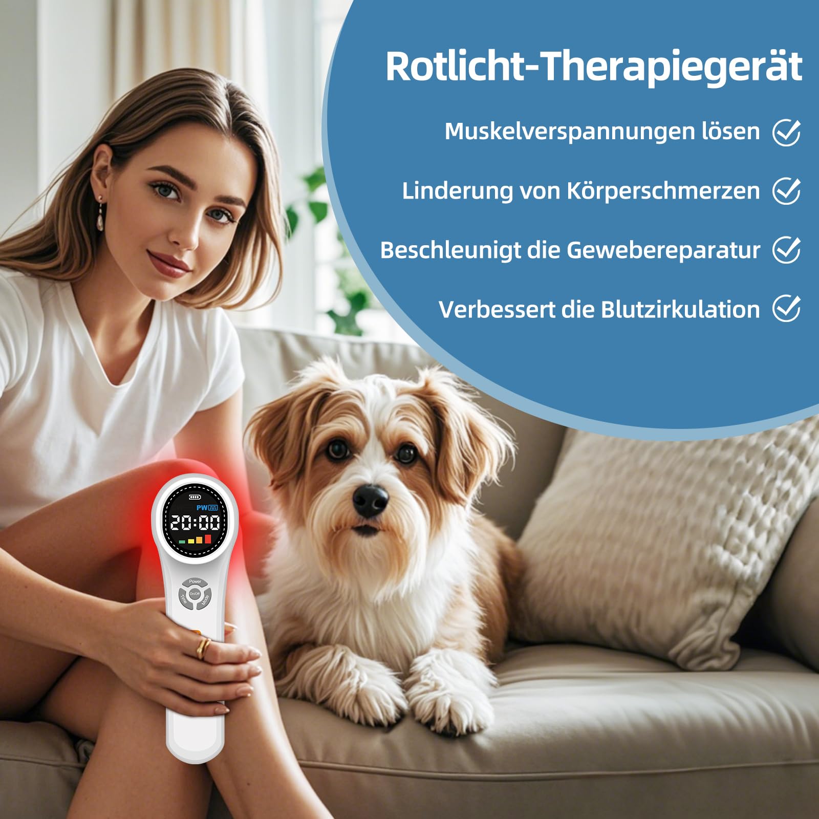 Rotlicht Therapiegerät Infrarotlicht Gerät Handgerät Kaltes Rotlichtlampe therapie Zur Schmerzlinderung zu Hause Rotlichttherapie 4x980nm+4x810nm+16x660nm für Muskeln,Schulter,Rücken,Knie