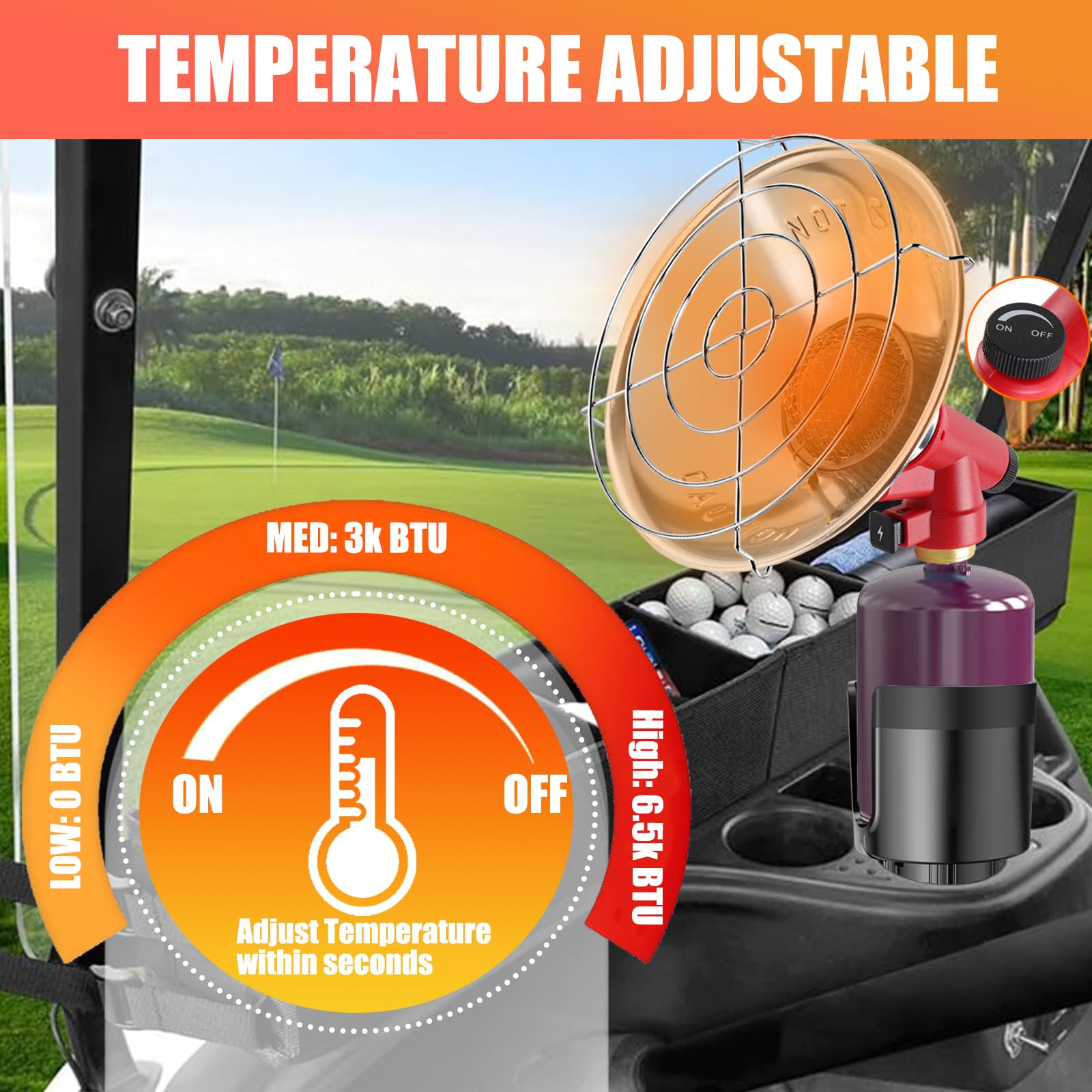 Snapklik.com : ZpigToor Golf Cart Heater,6500 BTU Mini Propane Heater ...