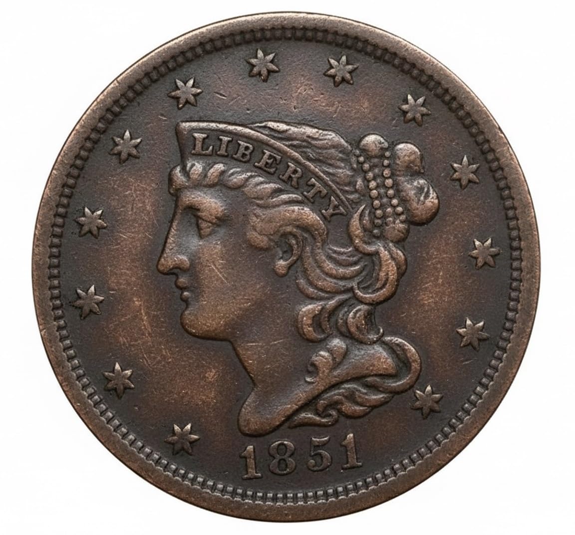 1851 Historic Half-Cent Nickel Old Coin-American Commemorative Uncirculated Old American Coins-Prefer to Handmade Coins Crafts Historical Gifts