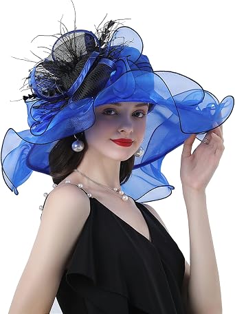 ORIDOOR Women Hats Headband Hairpin Organza Fascinator Church Hat Floral Tea Party Wedding Hat
