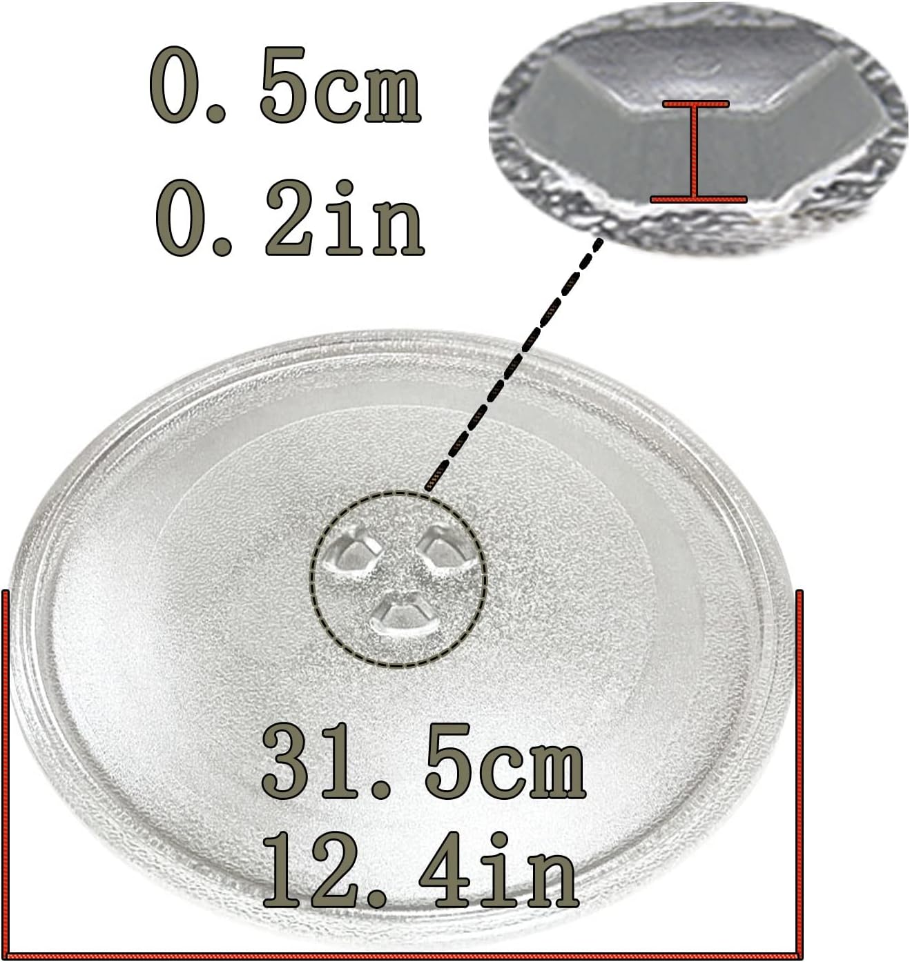 Microwave Glass Plate Not Easy To Tilt Microwave Oven Turntable Tray Microwave Plate Replacement Accessories, Circular Glass Turn Table Top Kit With Turntable Coupler And Ring,10'' 10.6'' 12.4'' ( Siz