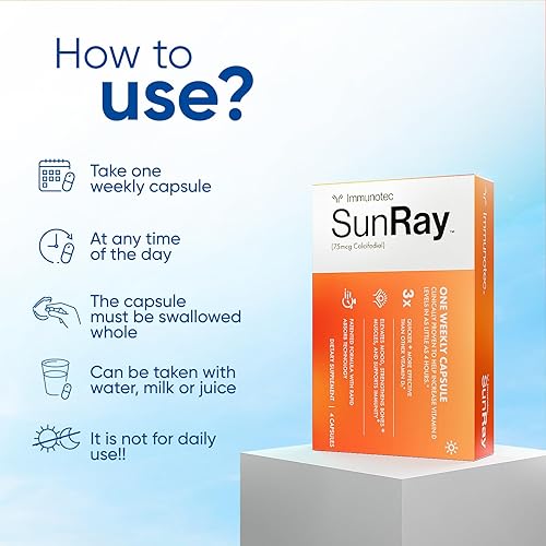 Miniatura 4 de Immunotec Sunray  Calcifediol 75 mcg  Advanced Form of Vitamin D  Once a Week Dose  Superior Absorption - Fast Acting