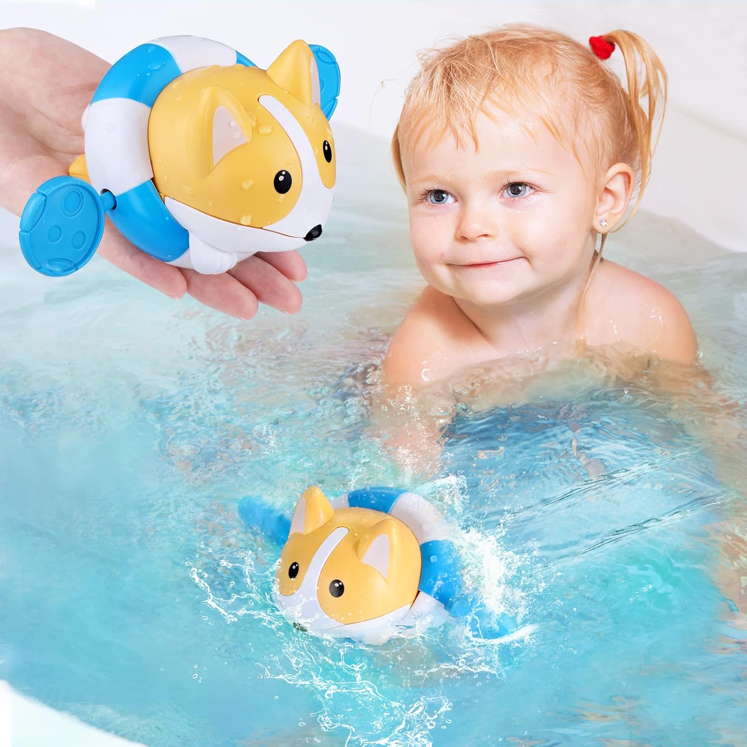 Baby Bath Toy, Swim Dog Water Bath Toys 1 2 3 4 Year