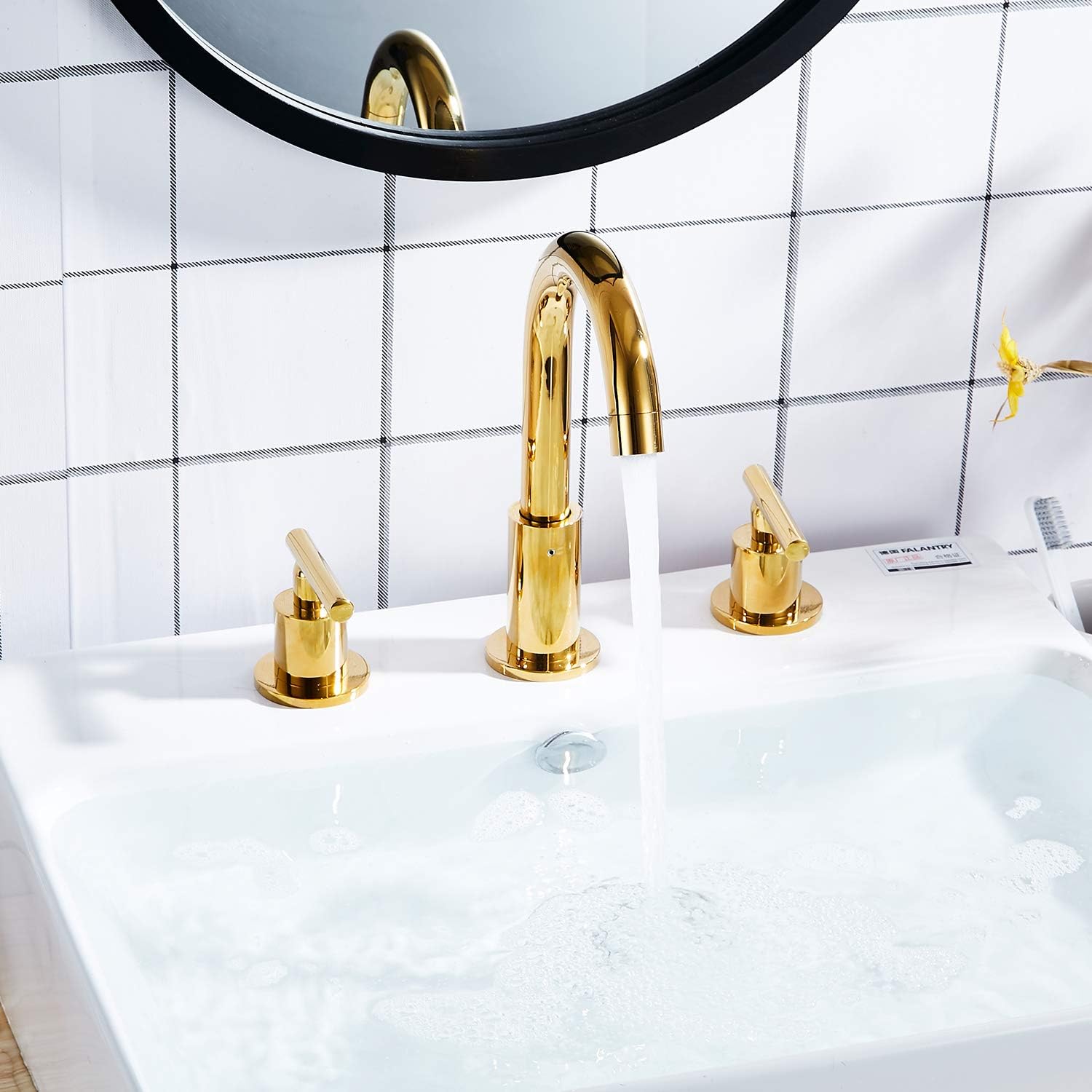 Suреr Brаndѕ GGStudy 2-Handle Bathroom Faucet 3 Holes 360 Swivel Spout Gold Widespread Bathroom Sink Faucet with Pop Up Drain Bеѕt Quаlіtу 🔥 GGStudy 2-Handle Bathroom Faucet 3 Holes 360 Swivel Spout Gold Widespread Bathroom Sink Faucet with Pop Up Drain
