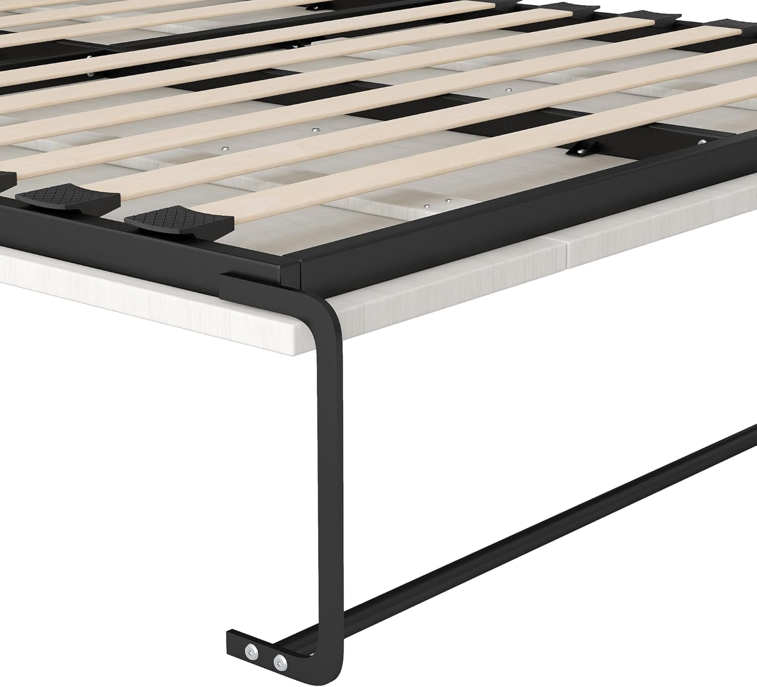 Close-up of the bed frame and slat system