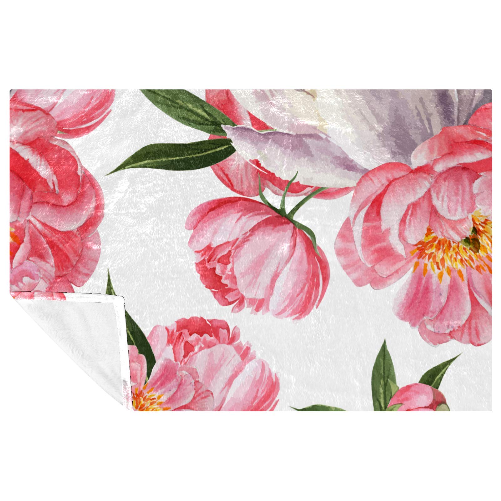 Couverture douce motif pivoines idée cadeau confort lit et canapé