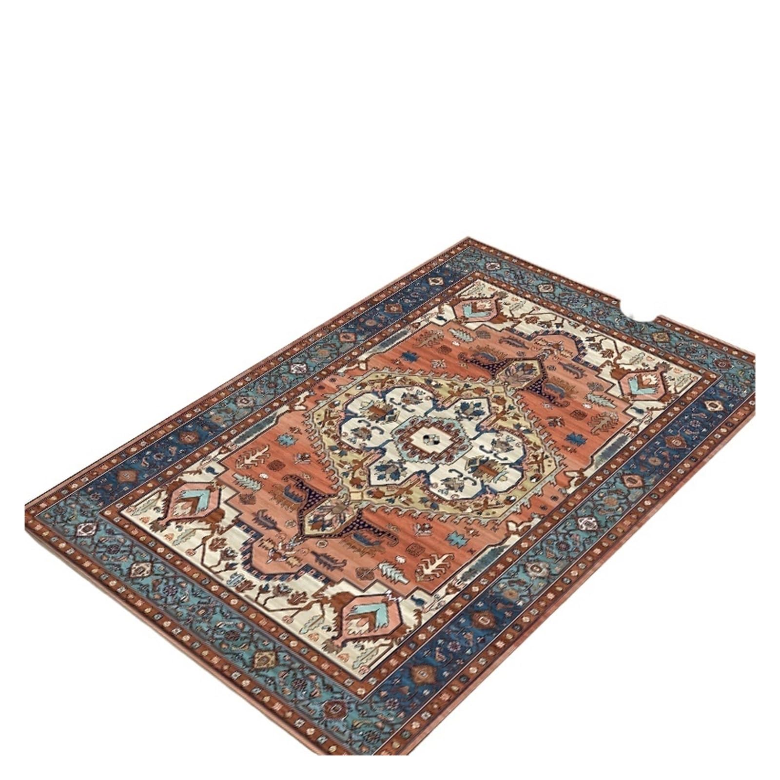 Tapis salon terre cuite et bleu pour réveiller votre décoration
