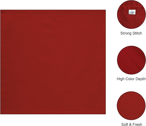 Miniatura 3 de Encasa - Servilletas de tela de algodón, juego de 12, tamaño 17 x 17 pulgadas, color rojo oscuro, lavables a máquina