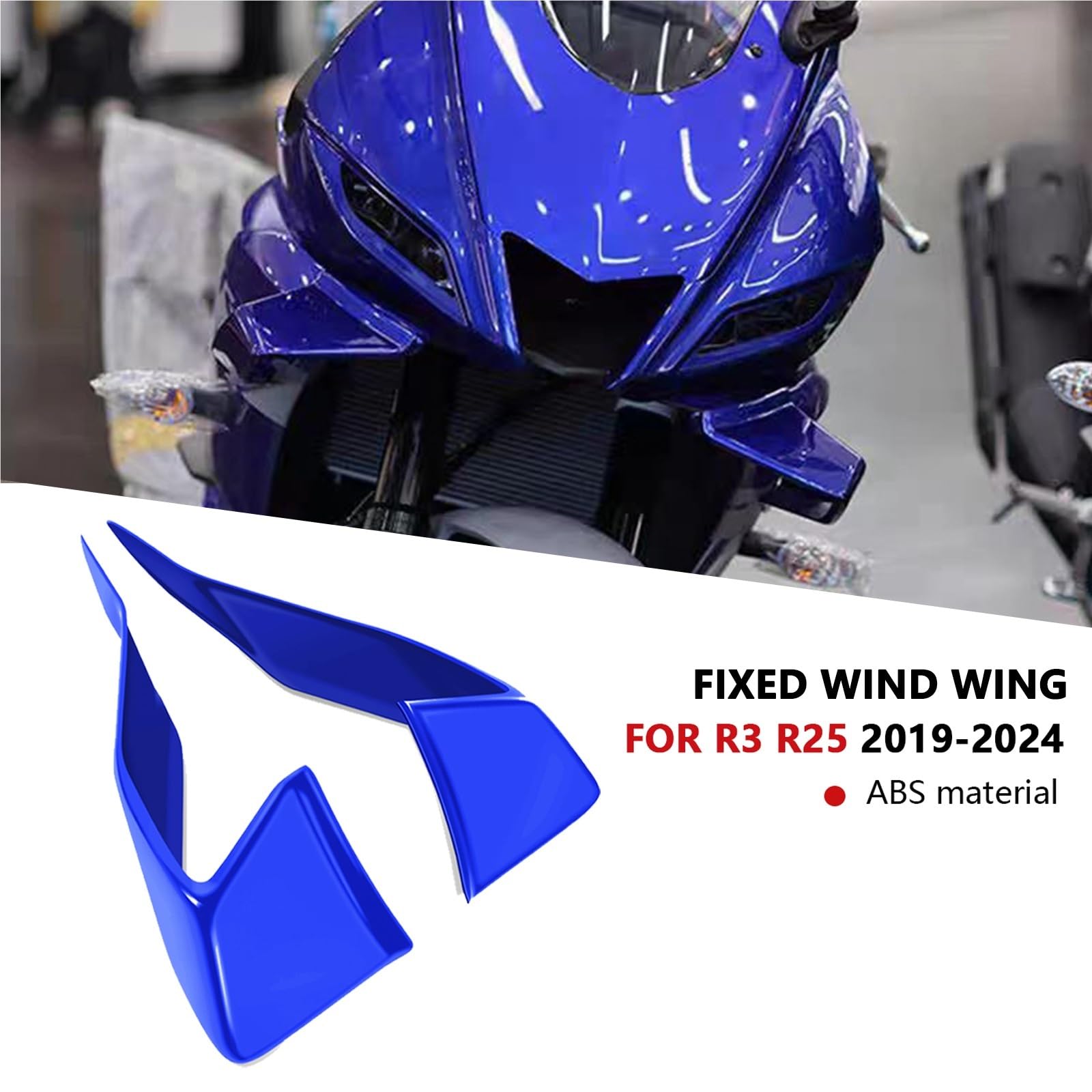 Front Bumper Splitter dachowy Pasuje do YZFR3 2025 2024 YZFR25 YZF R3 R25 2019-2024 Spoilery przednie Winglet Skrzydło aerodynamiczne