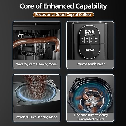 Miniatura 5 de Cafetera con molinillo, cafetera programable caliente y fría con jarra de vidrio de 22 onzas, máquina de café ajustable totalmente automática para