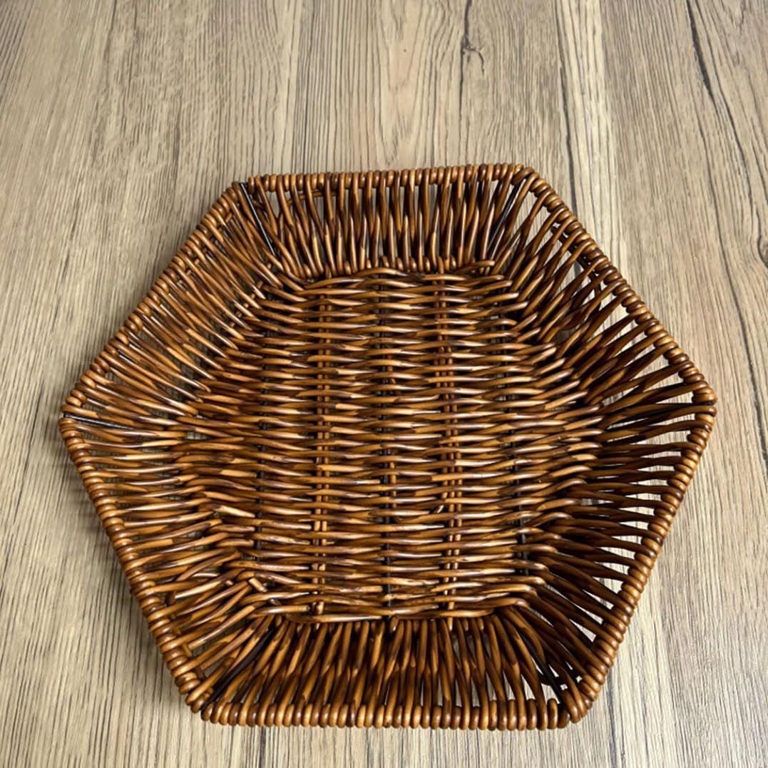 Wicker Bread Basket, Tabletop Food Serving Trays,Handwoven Storage Basket Bin for Fruit Vegetablesin Home Restaurant(2pcs)
