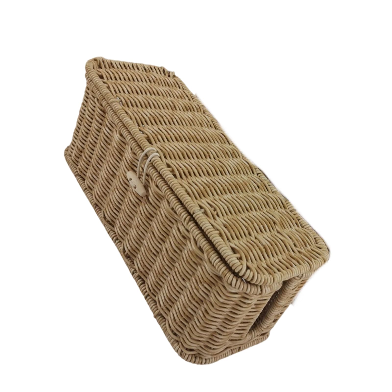 LSTTBO Portable Rattan Storage Box with Flipping Cover Ideal for Household Use Interlaced Polyethylene Organizing Bin